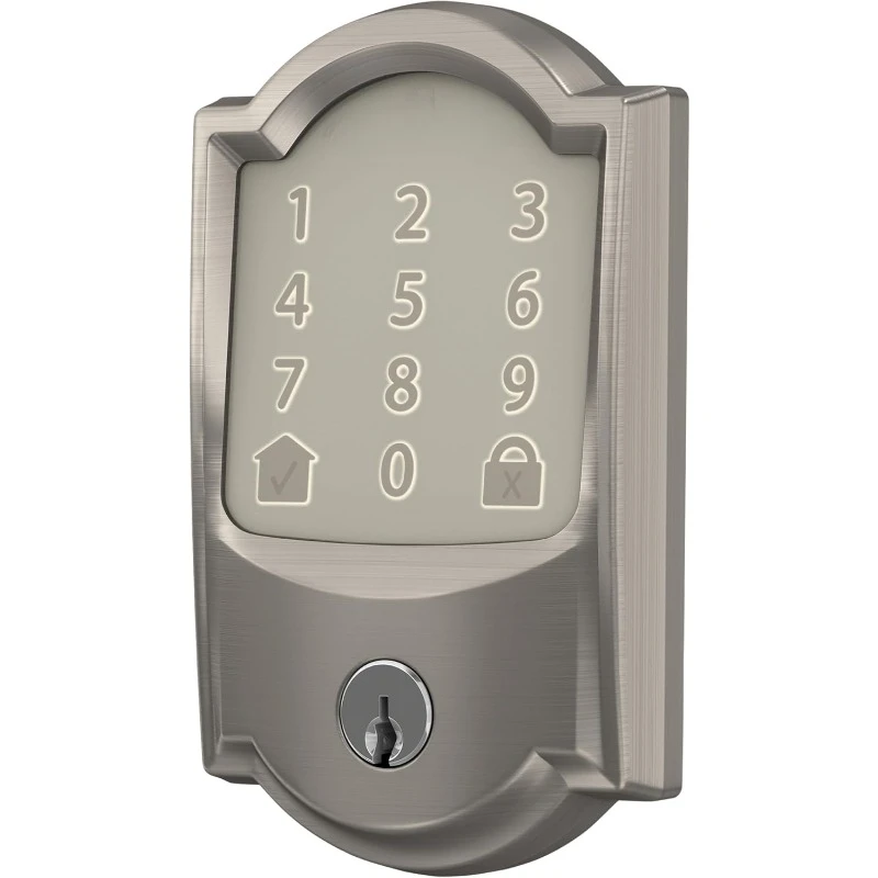 Encode Smart Wi-Fi Deadbolt with Camelot Trim in Satin Nickel