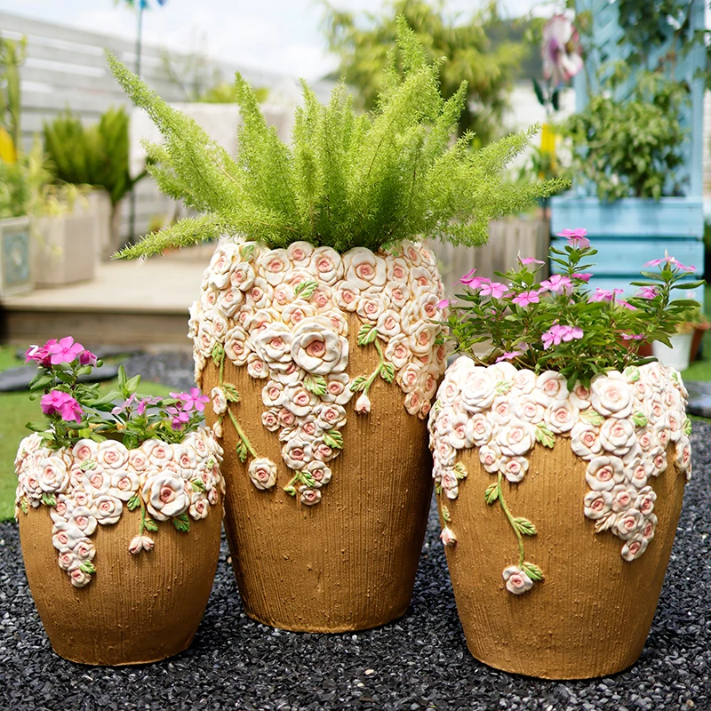 Vintage garden art flower pot large combination succulent creative living room garden balcony arrangement decorative outdoor orn