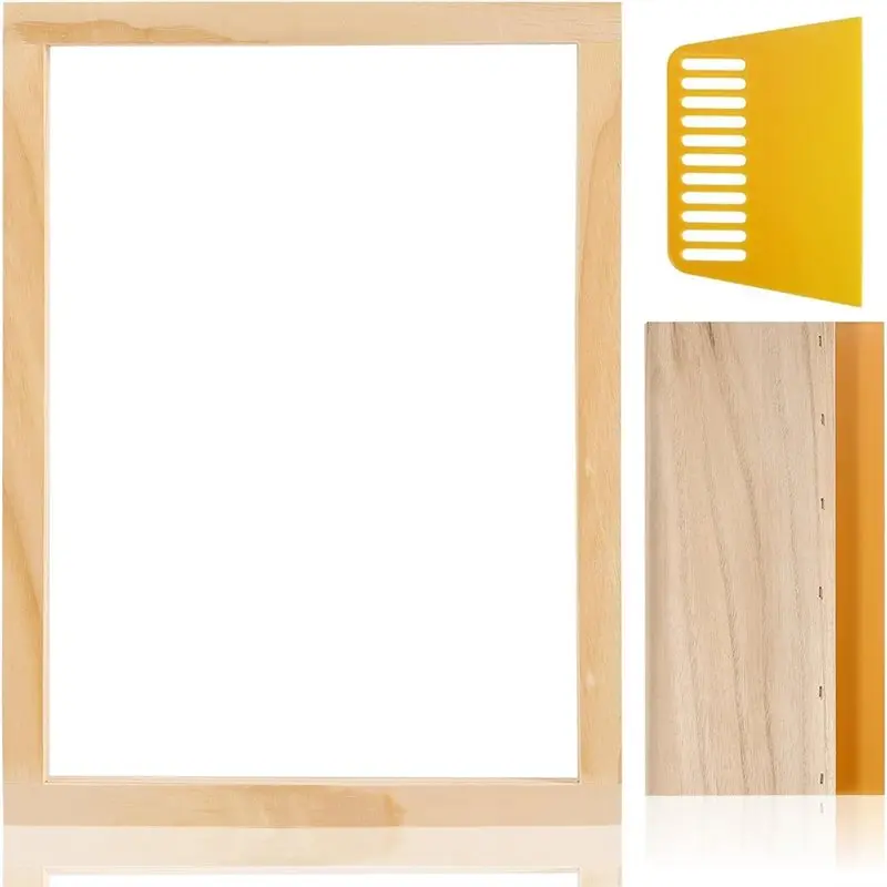 

FYBL-Screen Printing Frame(10X14 Inch) With Screen Printing Squeegee- For T-Shirts, Backpacks, Handbags DIY, Includes 110 White