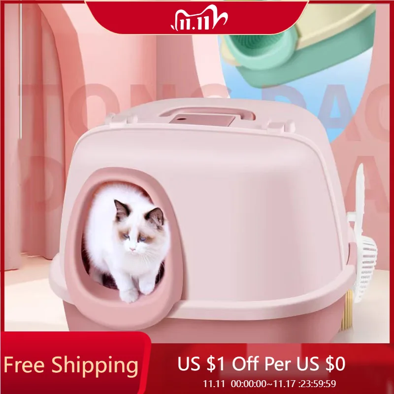 

Cleaning Shovel Cat Litter Box Fully Enclosed Cleaning Villa Supplies Large Patio Cat Bedpans Large Caja Arena Gato Pet Products