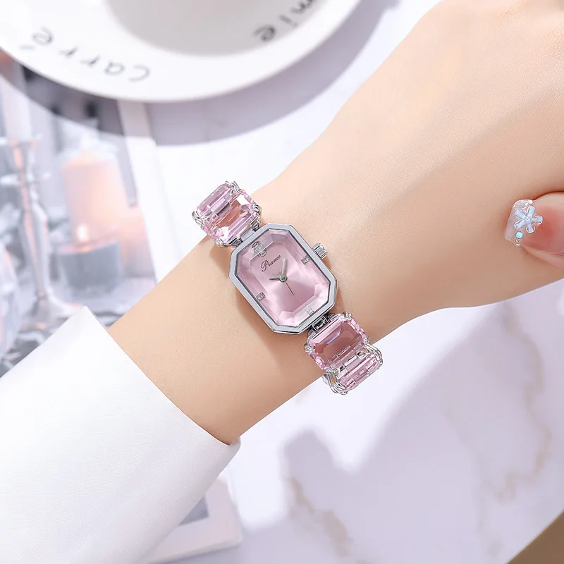 Popular Light Luxury Jewelry Rectangular Crystal Inlaid Watch Women's Fashion Trendy Square Fashion Bracelet Watch