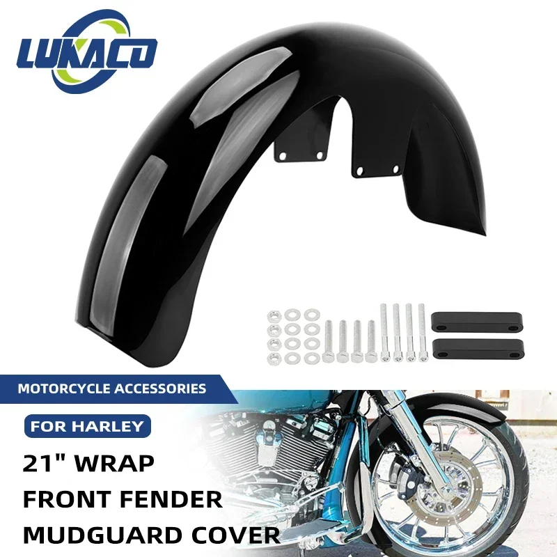 

Black Motorcycle Front Fender 21'' Mudguard Wheel Wrap Accessories For Harley Touring Road King Electra Street Glide FLTR FLHT