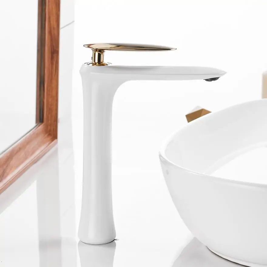 Tolm Bathroom Faucets Sink Faucets Bathroom Basin Faucets White Hybrid Faucets Bathroom Faucets