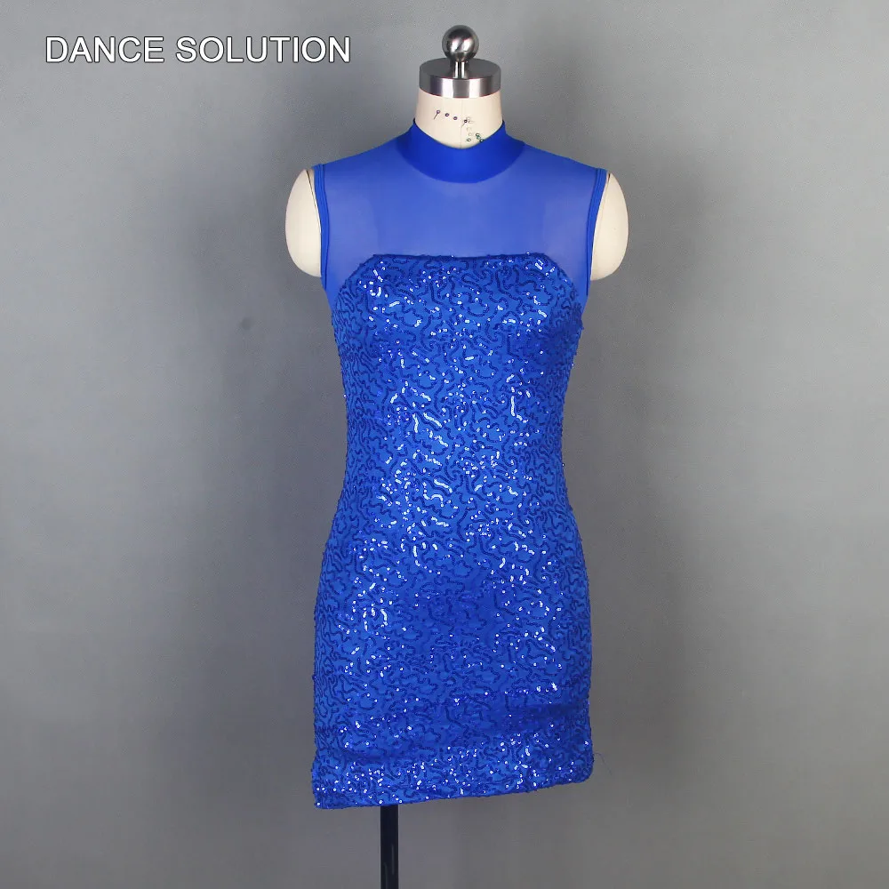 

Royal Blue Sequin Mesh Bodice with Keyhole Back Lyrical & Contemporary Dance Costumes for Women and Girls Stage Dancewear 19871