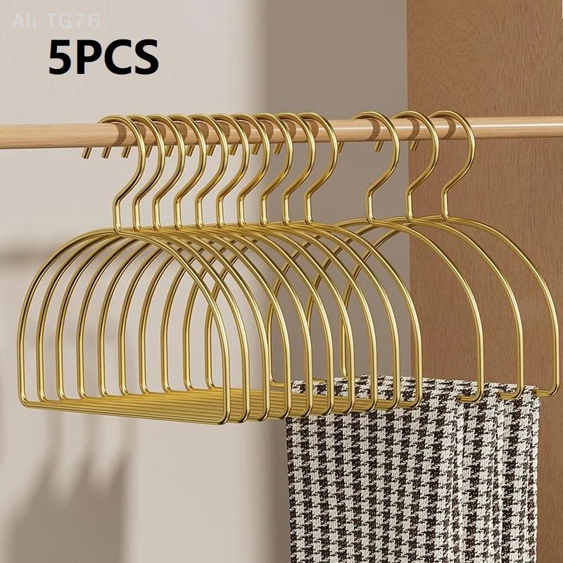 [P] 5PCS Gold Iron Half Round Scarf Hangers Pet Clothes Rack Storage Hanger For Pants Towel Tie,Closet Organizer For Adult Kids view 4