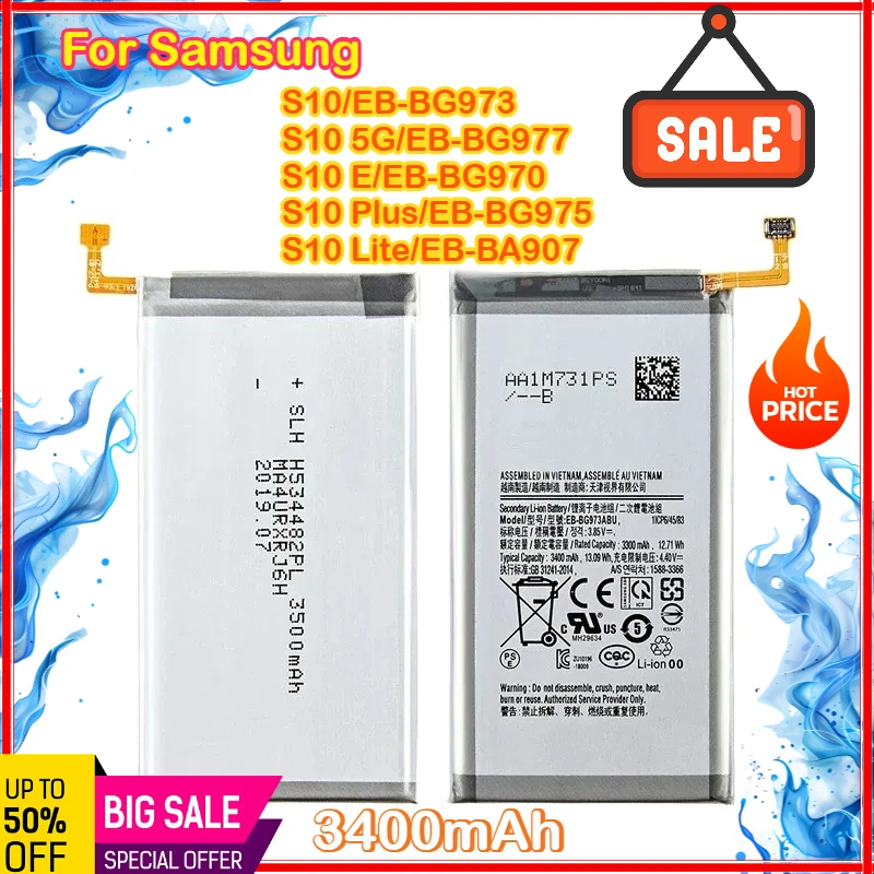 

Новый аккумулятор EB-BG973ABU емкостью 3400 мАч для мобильного телефона Samsung Galaxy S10 S10 X SM-G9730 SM-G973 G973F G973U G973W + инструменты