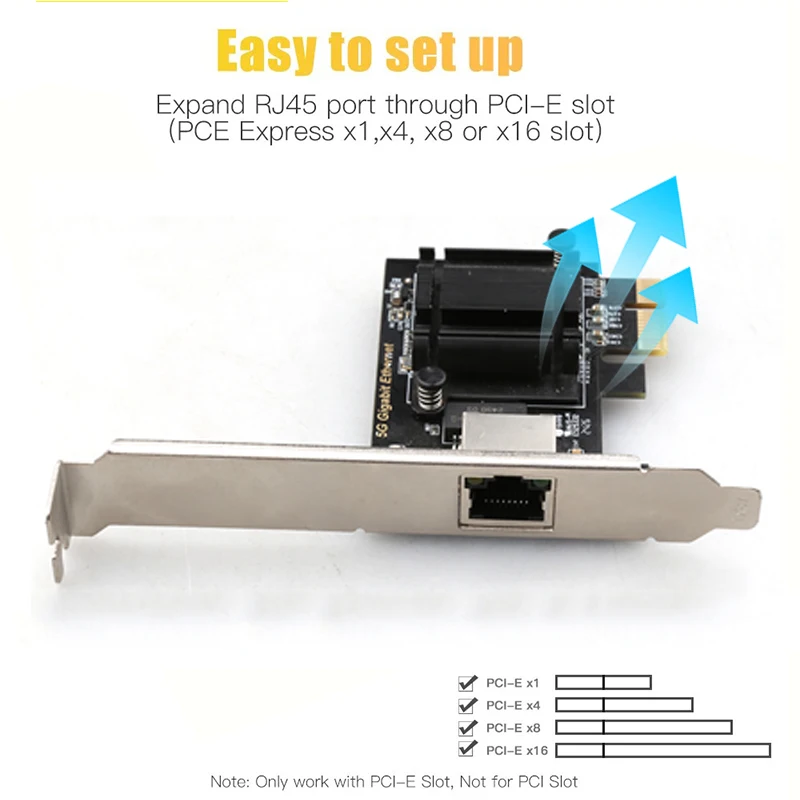 5Gbps PCI-E إلى RJ45 بطاقة الشبكة Realtek8126 1G/2.5G/5G RJ45 واجهة جيجابت إيثرنت PCI Express Wlan محول للكمبيوتر Win10/11