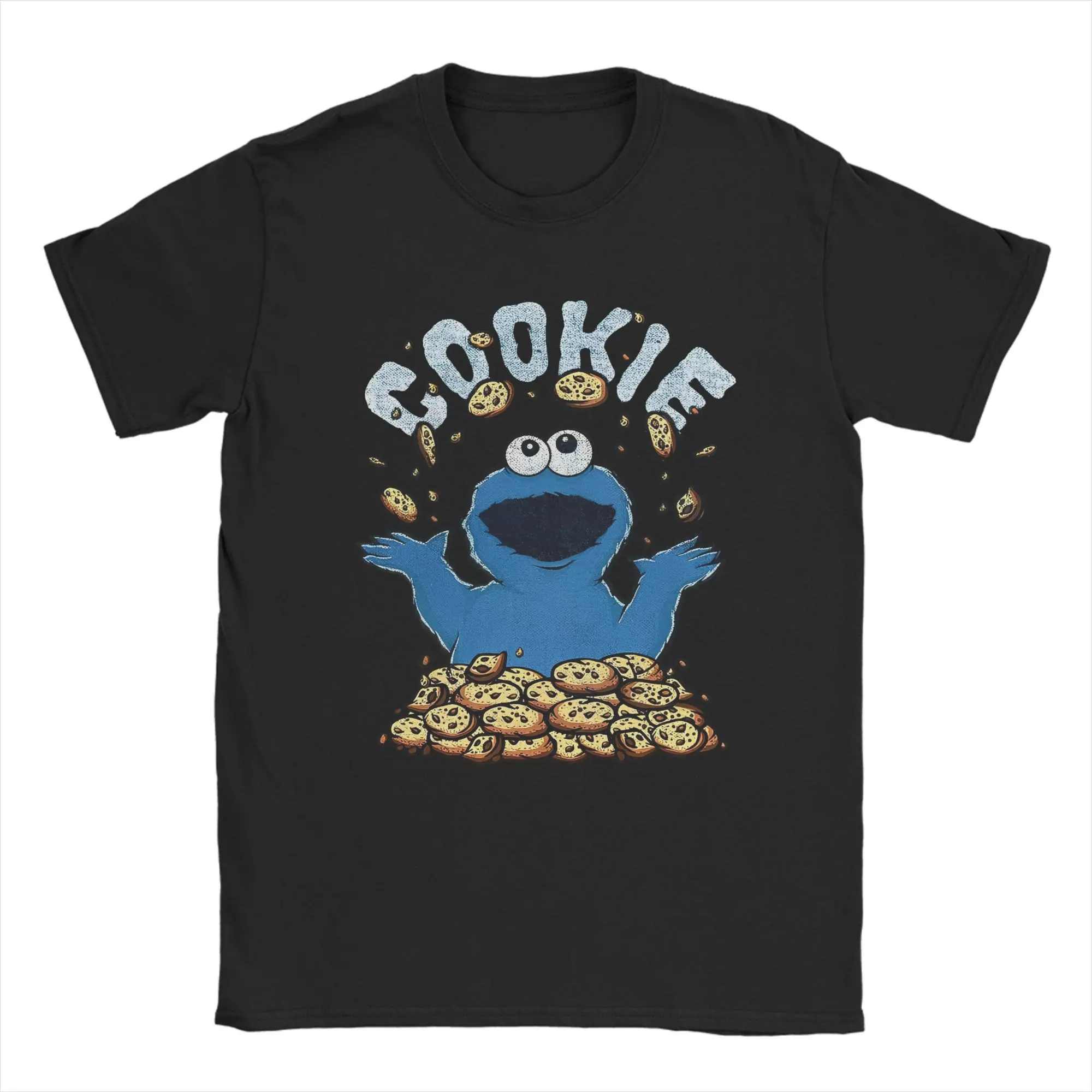 Cookie Monster Sesames Streets  T Shirt for Men Women Pure Cotton Vintage T-Shirts Round Neck  Tee Shirt Short Sleeve Tops
