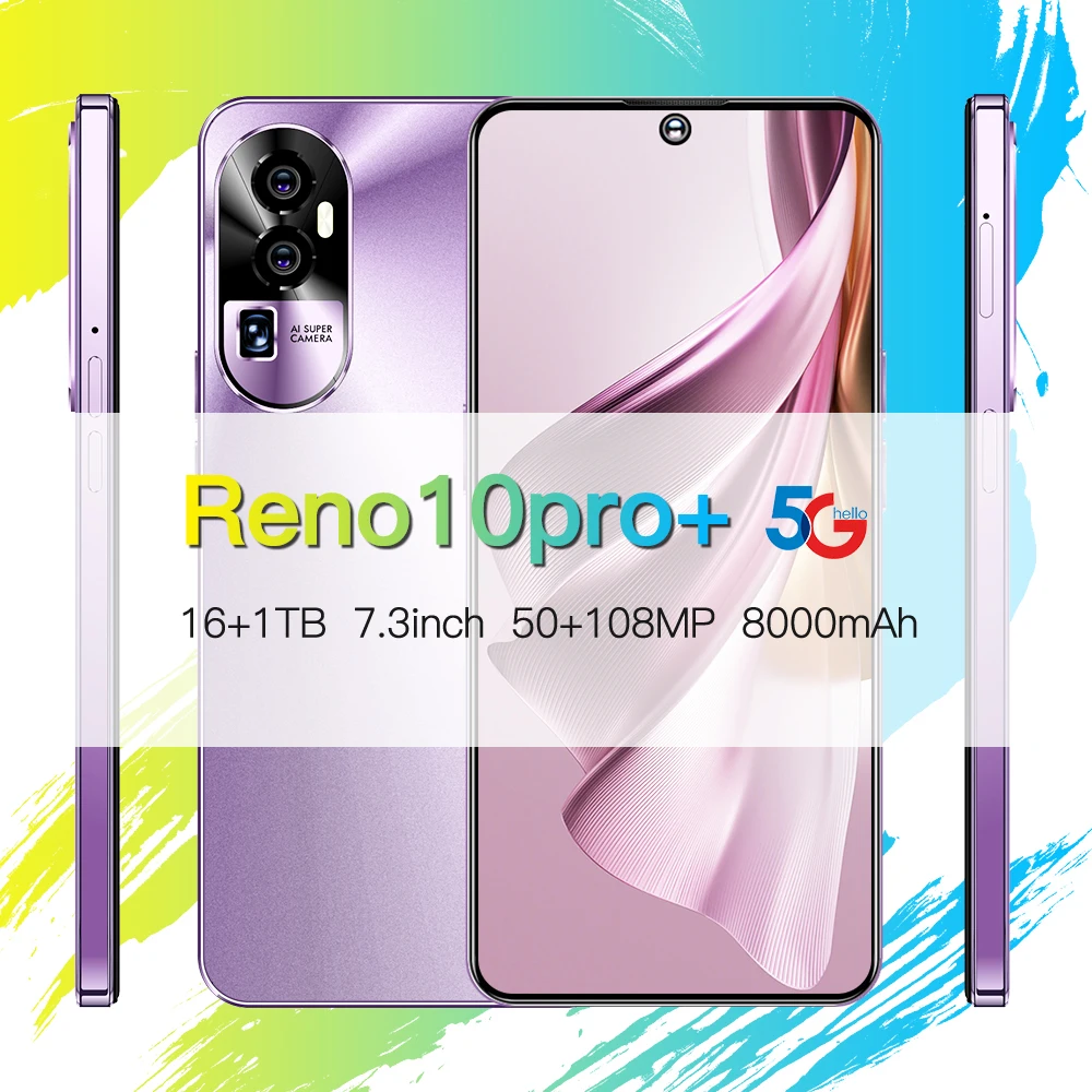 

Global Version Reno 10 pro+ 5G Smartphone 7.3" 16GB RAM+1024GB ROM Snapdragon8 gen 2,108MP Camera 8000Mah Battery Android Phone