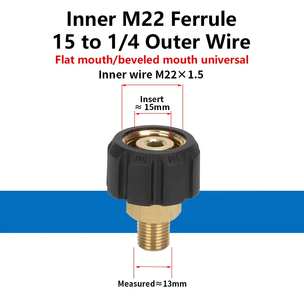 1Pcs M22-14mm/15mm to 3/8 and 1/4 Inch Pressure Washer Adapter Quick Release Adjustable Spray Sprinkler Quick Connector