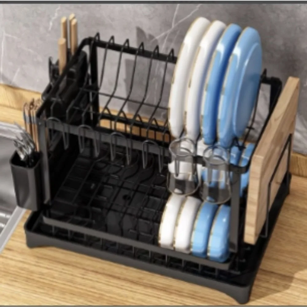 

Black full set double-layer bowl rack - black