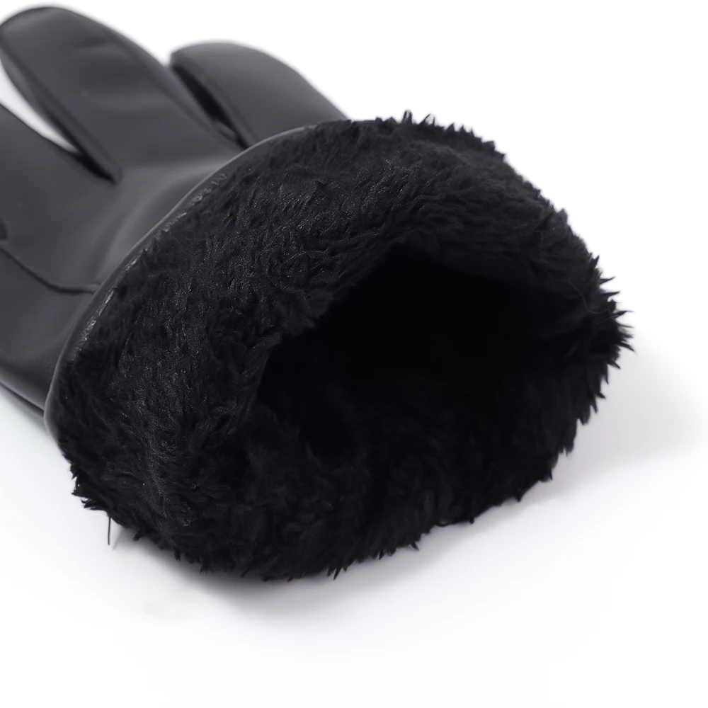 Winter Men\'s Gloves Black PU Leather Gloves & Mittens Keep Warm Touchscreen Windproof Driving Guantes Male Business Casual Glove