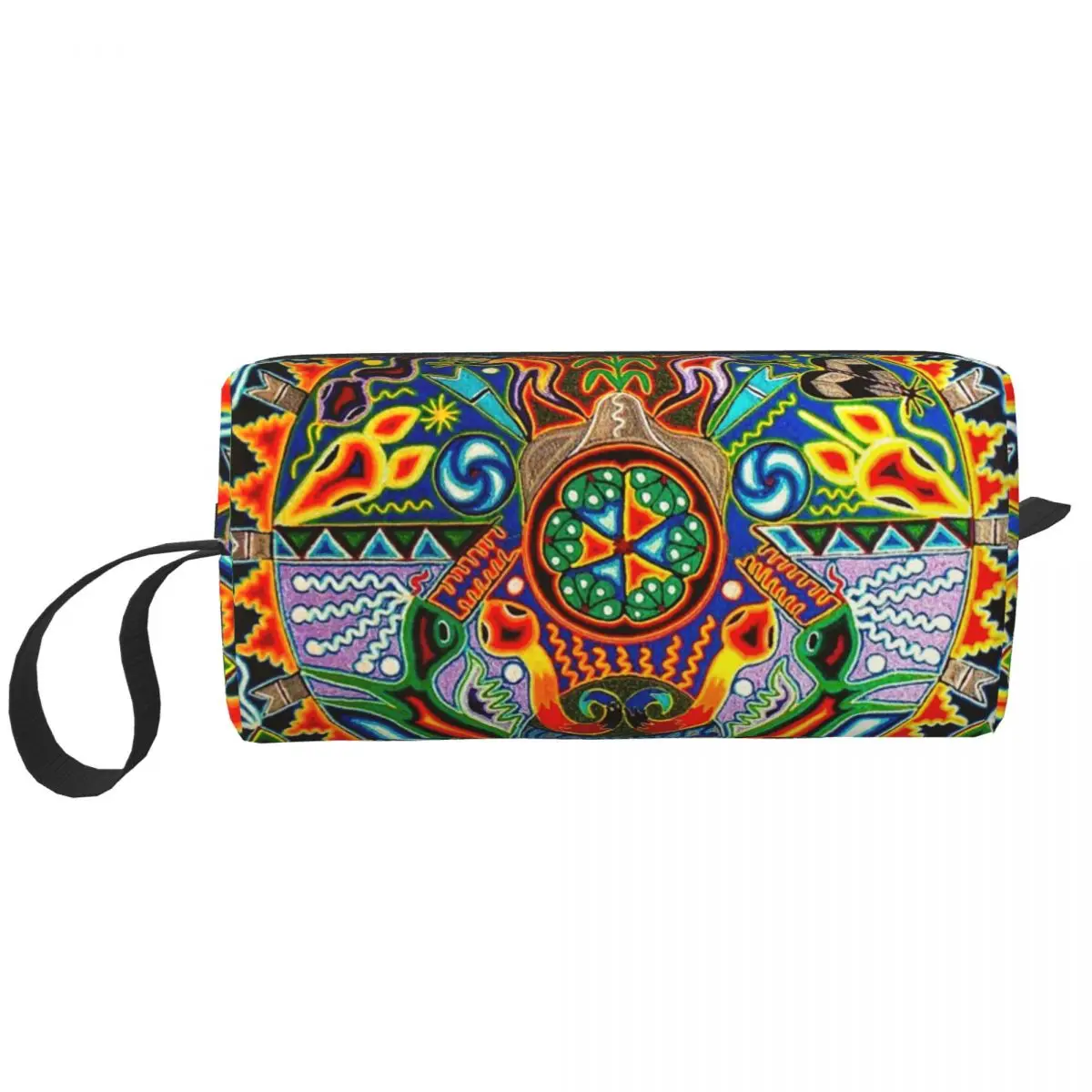 Custom Huichol Traditional Native Makeup Bag Women Cosmetic Organizer Fashion Shamanic Ceremony Folk Art Storage Toiletry Bags