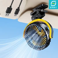 Eary Clip portátil para automóvil en ventilador Batería de 2000 mAh Potente 3 velocidades Silencio 900 ° Girar USB recargable Mini ventilador refrigerador coche electrónico