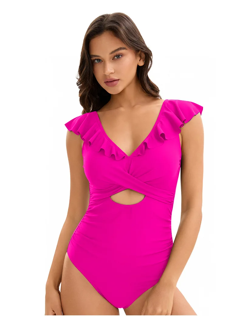Women's One-Piece Swimsuit 2026 New Swimwear Sexy Solid High Elasticity Modest Beachwear Push Up Padding Beach Bathing Suit