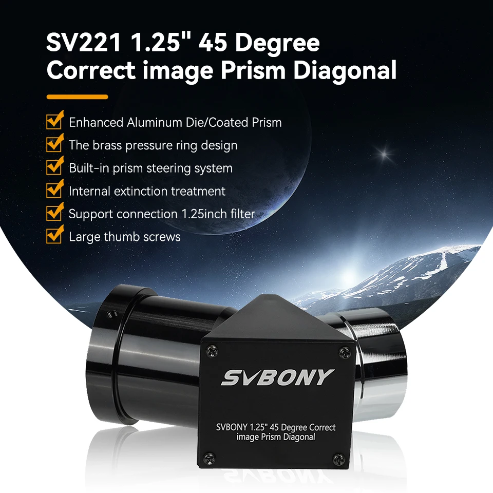 SVBONY SV221 1,25-Zoll 45-Grad Diagonalprisma mit korrekt beschichteter Oberfläche für klare Sicht bei Refraktor-Teleskopen – Detail 2