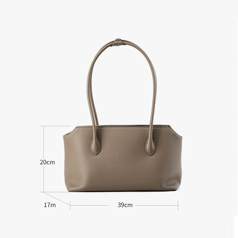 Donna-in First Layer Full Grained Cowhide Shoulder Bag Genuine Leather Underarm Handbag for Women Niche Fashion Commute