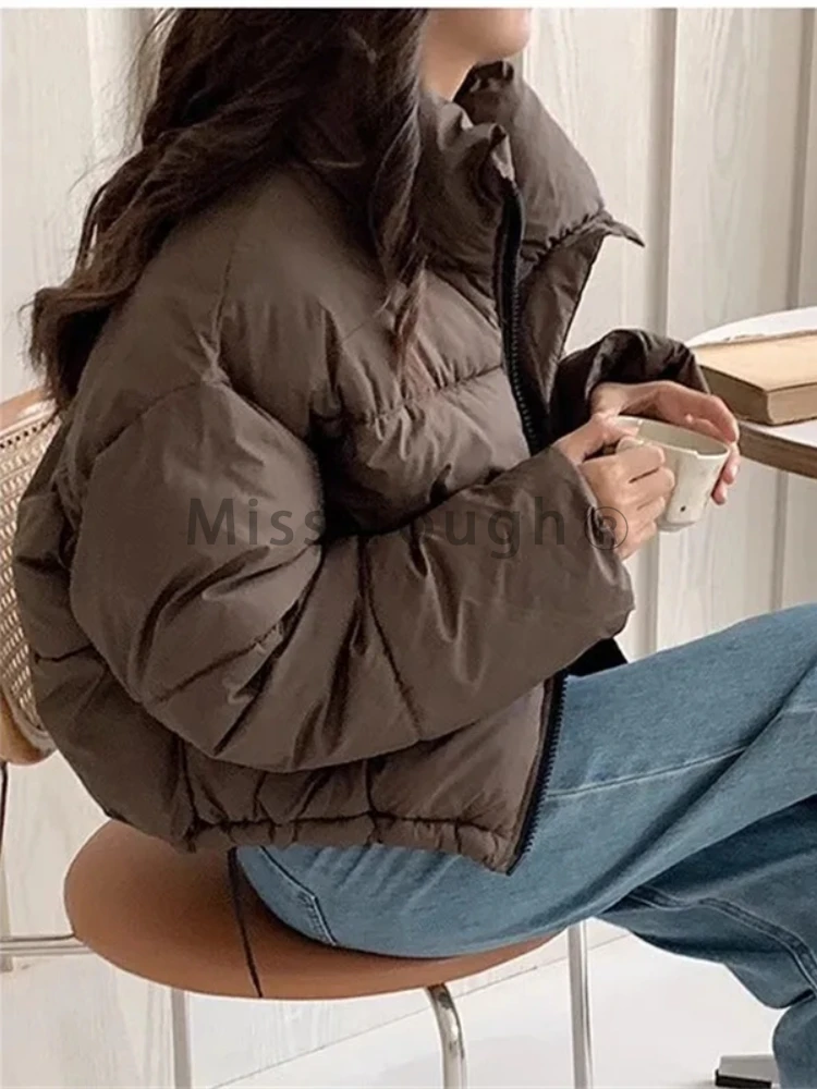 2024 novas mulheres sólido solto puffer jaqueta inverno coreano chique oversized engrossado quente parkas feminino casual streetwear casaco diário