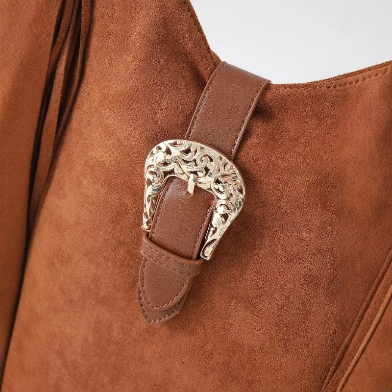 1 قطعة الخريف والشتاء الرجعية المنسوجة الجلد المدبوغ واحدة الكتف حقيبة تحت الإبط مهدب حقيبة كتف واحدة الألفية نمط حقيبة يد Pu