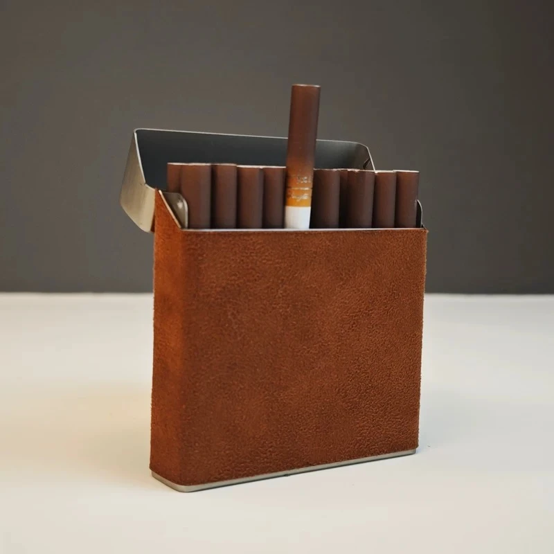 High-grade metal wrapped stainless steel cigarette case, for slim cigarettes,  moisture-proof and pressure-resistant, ideal gift