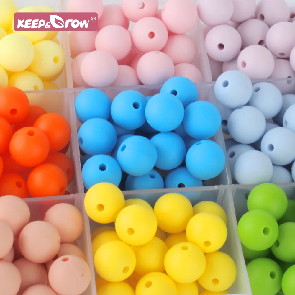 40pcs 15mm Baby Silicone Beads Round Ball BPA Free Food Grade DIY Baby Molar Teething Teether Pacifier Chain Silicone Pearl Bead