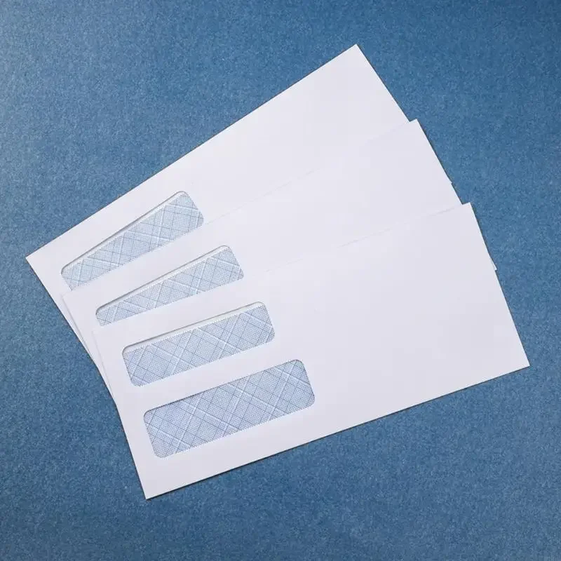 

Белые деловые конверты с двойными прозрачными панелями и подкладкой с защитой от выглядывания для безопасной пересылки почты и в