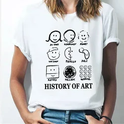 History of Art Line Funny T Shirt Women Short Sleeve Top Harajuku Graphic Tee Shirt Female Fashion 2024 Clothes Woman Tshirt