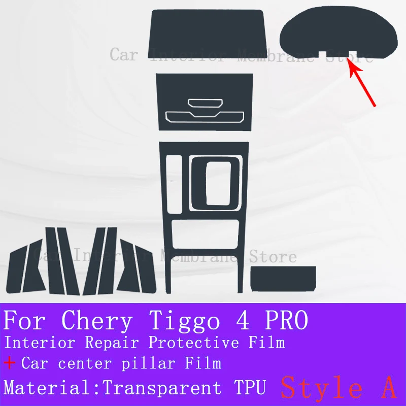 For Chery TIGGO 4 Pro 2022-2023 Automotive Gearbox Air Panel GPS Navigation Screen Interior TPU Protective Film Anti-Scratch