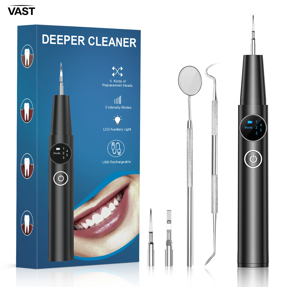 Ultrasonic Plaque Remover for Teeth Dental Tartar Remover Rechargeable Teeth Cleaning Kit Electric Dental Calculus Remover