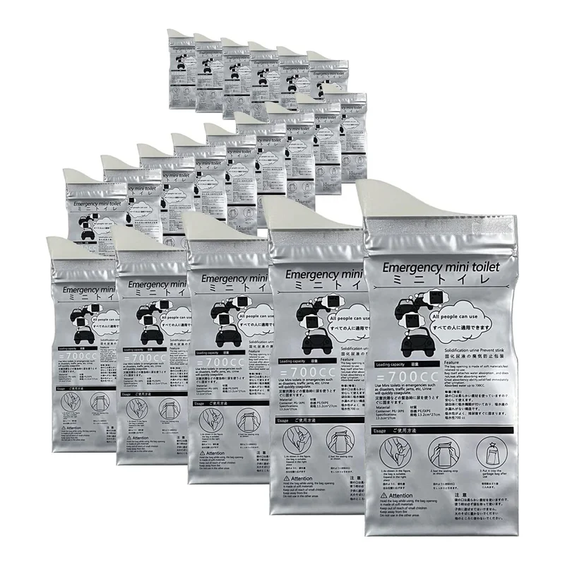 20Pcs Disposable Urinal Bags,700ML Emergency Mini Toilet for Camping Road Trip Jam, Urine Bag Pee Bags Travel Urinals