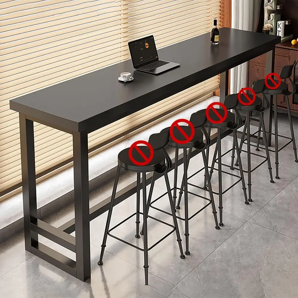 

Modern High-Top Bar Table with Metal Frame, Suitable for Kitchen or Restaurant, 39.4x11.8x40.9 inches