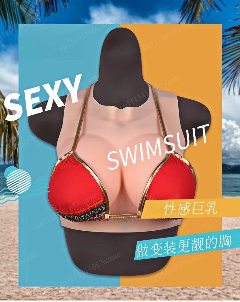 Silk Floss Filling Breathable Hollowed-Out Fake Breast Round Neck-Hanging Transformable Breast for Cosplay And Entertainment