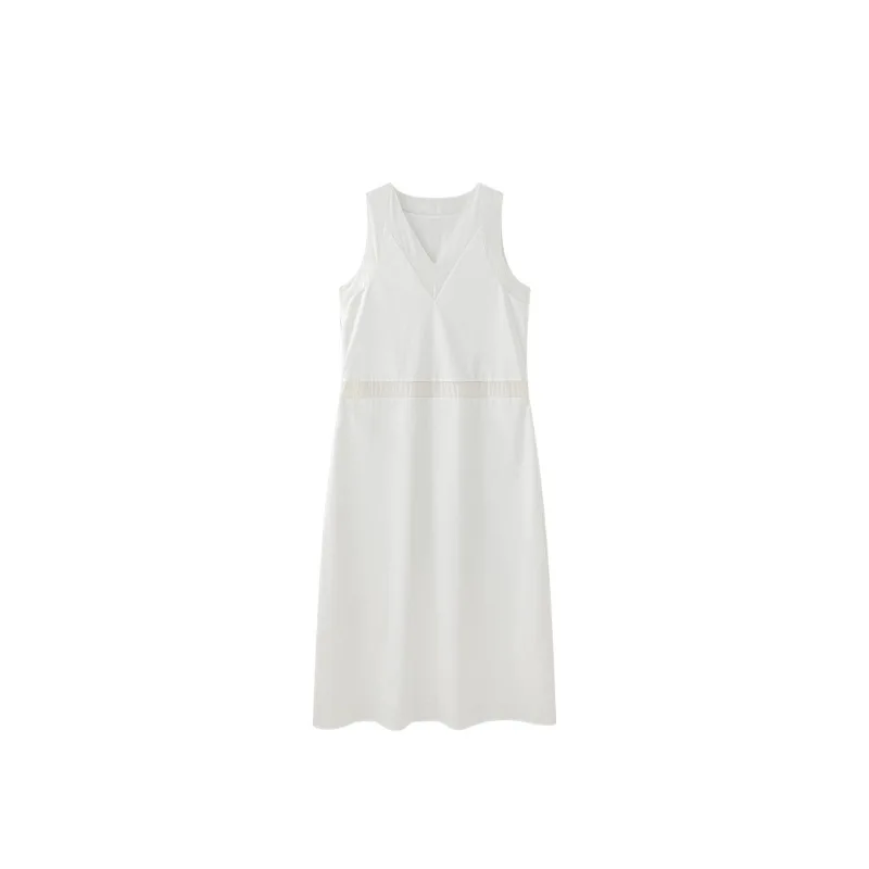 2025 Early Autumn S Fashion Openwork Sheer Mesh Patchwork V-Neck Sleeveless Dress