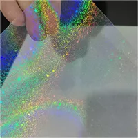50 Sheets Sand Stars Holographic Sticker Paper 2.9x4.1 inch Glitter Clear Holographic Overlay Cold Laminating Film Self Adhesive