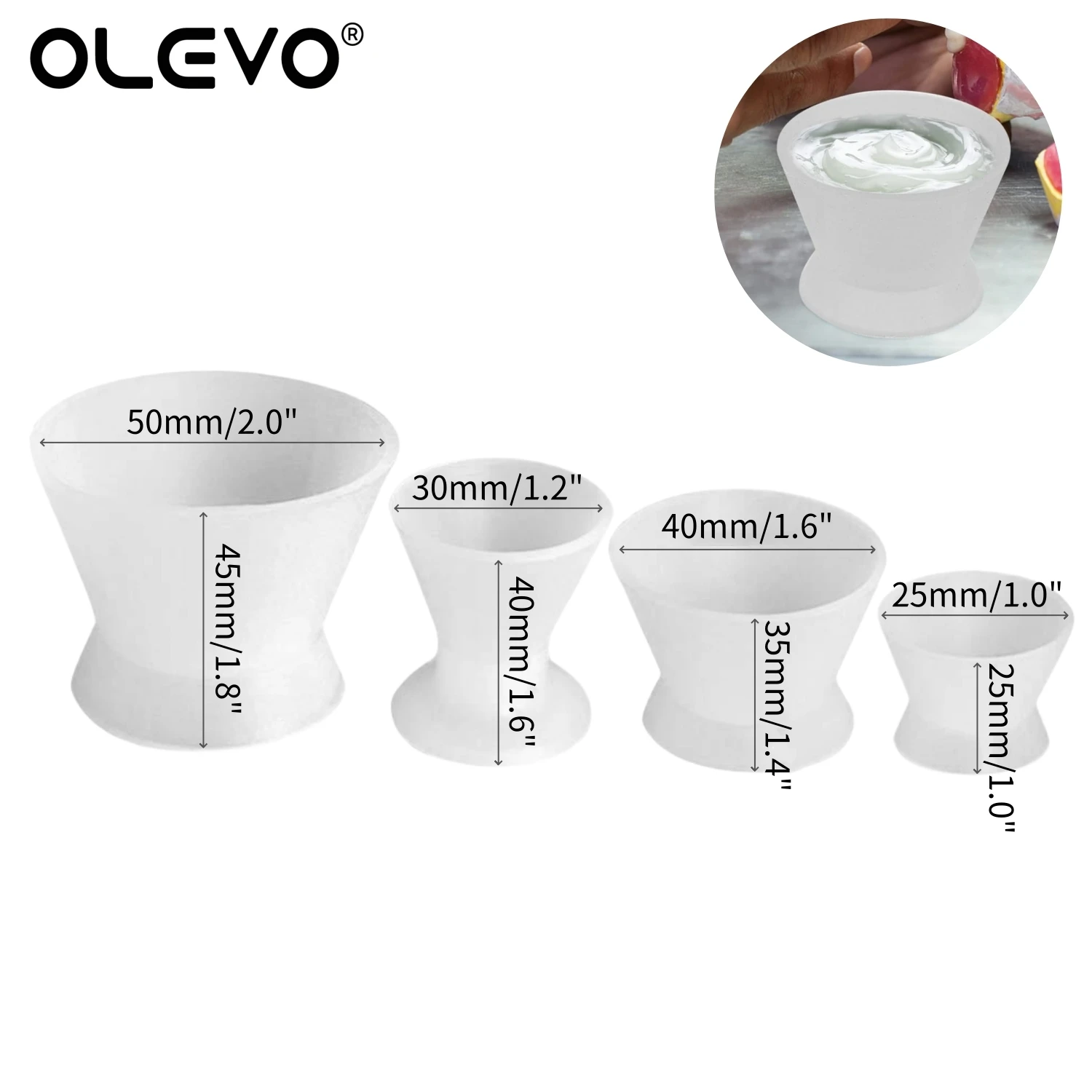 4Pcs/Set Dental Silicone Mixing Bowl Cup Flexible Rubber Mixing Bowls Non-Stick Self-solidifying Cup Dentist Lab Instrument Tool