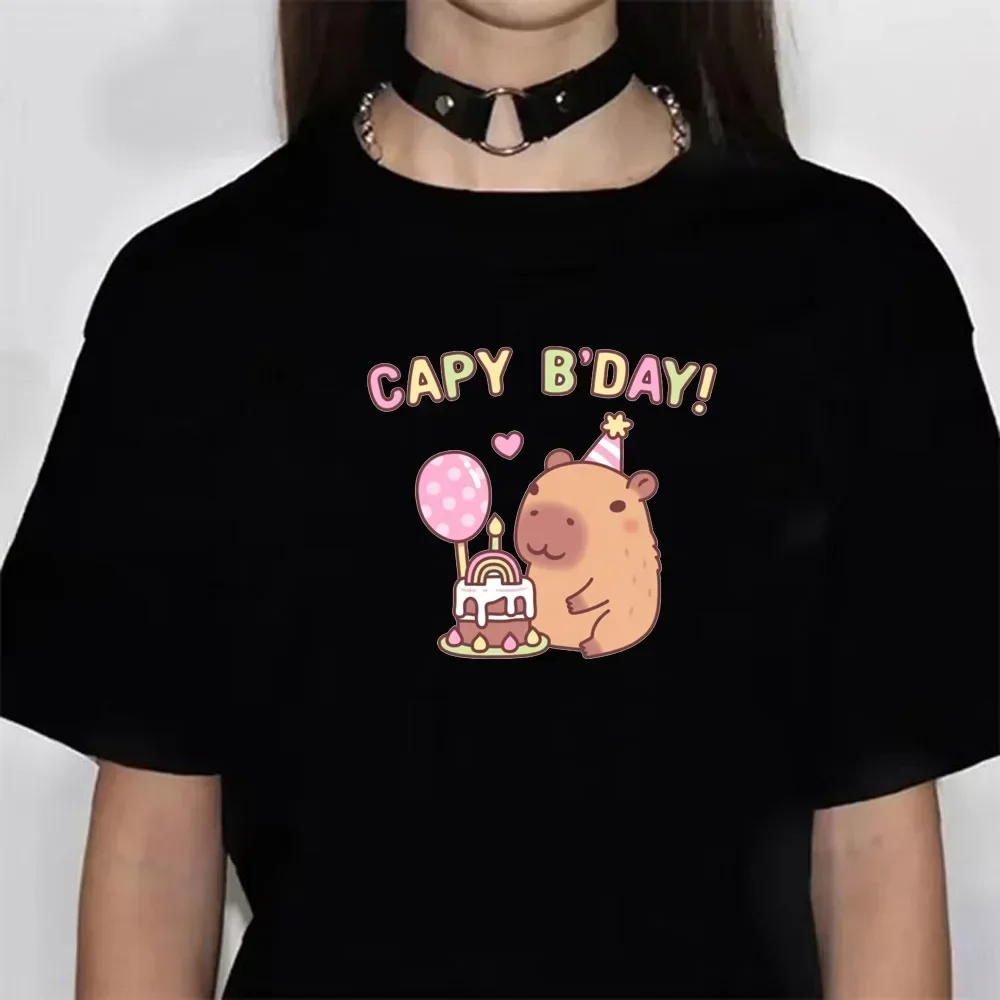Grappige Anime Capybara T-shirt Vrouwen Zachte Stof T-shirt Vrouwelijke Anime Kleding T-shirt Meisjes Capibara Tee T-shirt Tops vrouwen t-shirt