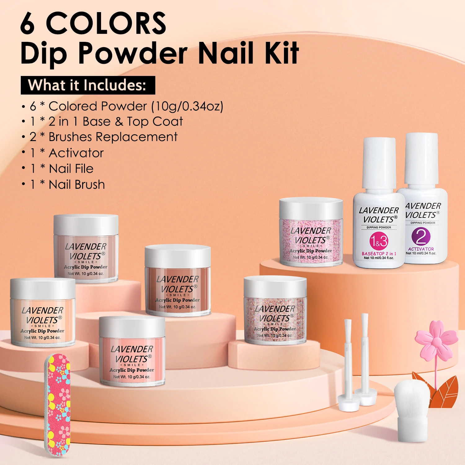 12個入りディップパウダーネイルキット - 6つのヌードカラーのディッピングパウダーとエッセンシャルベース＆トップコートアクティベーター、ホームDIYネイルアートデザイン用