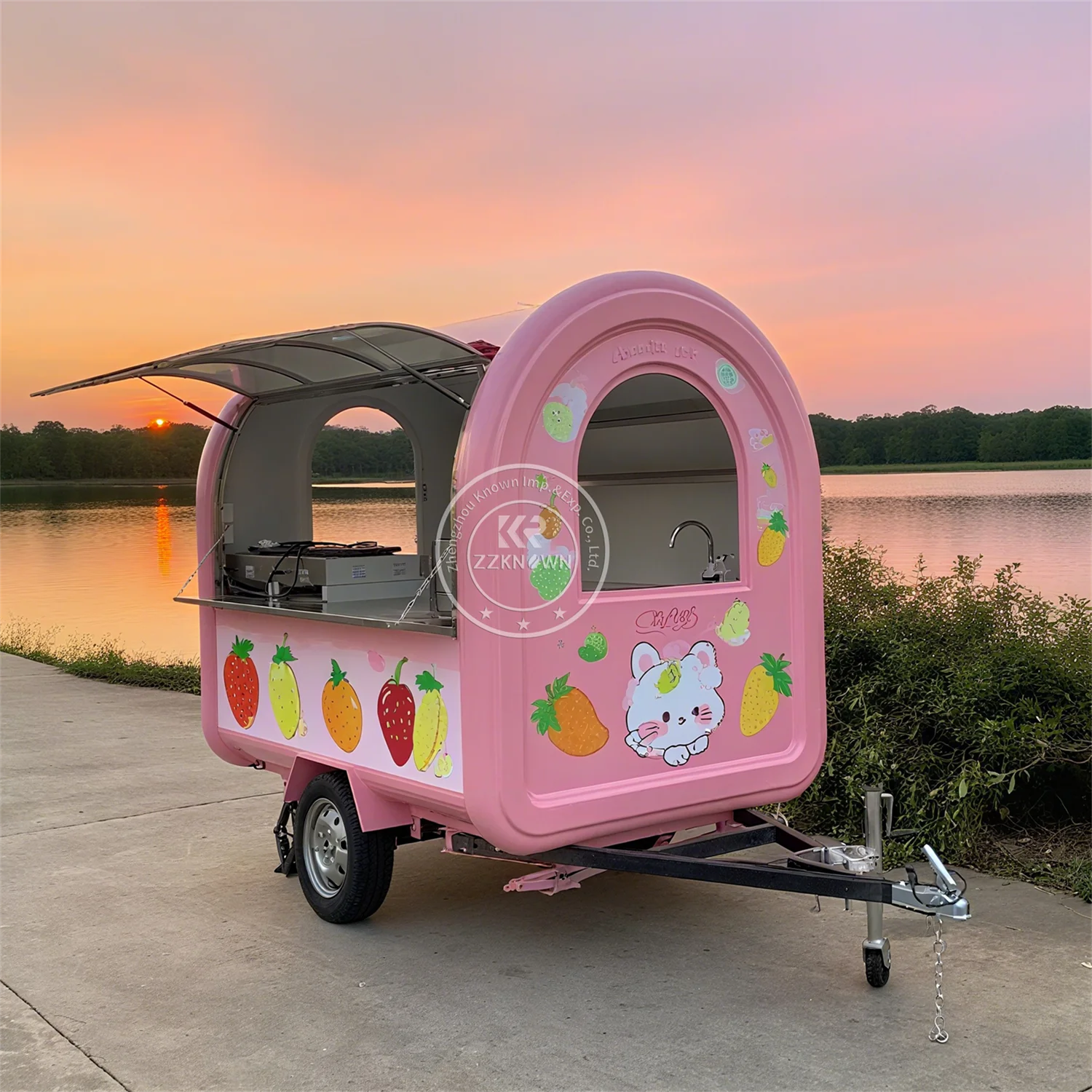 

Stree Mobile Kiosk Food Vending Cart Ice Cream BBQ Restaurant Mobile Food Truck Fast Food Trailer With Kitchen Equipment