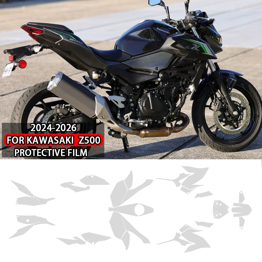 

For Kawasaki Z500 2024-2026 Motorcycle Paint Protection Film Z500 TPU Protective PPF Stickers Anti-Scratch Invisible
