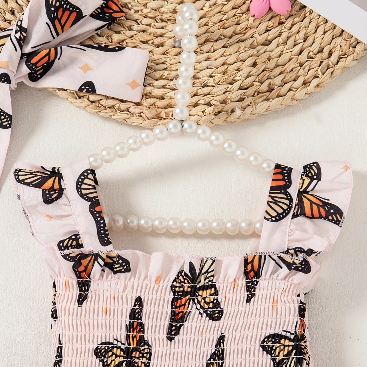 Girls Dresses Summer Cotton Butterfly Pattern Backless Suspender Baby Dresses Cute Casual Beach Princess Dress Baby Clothing