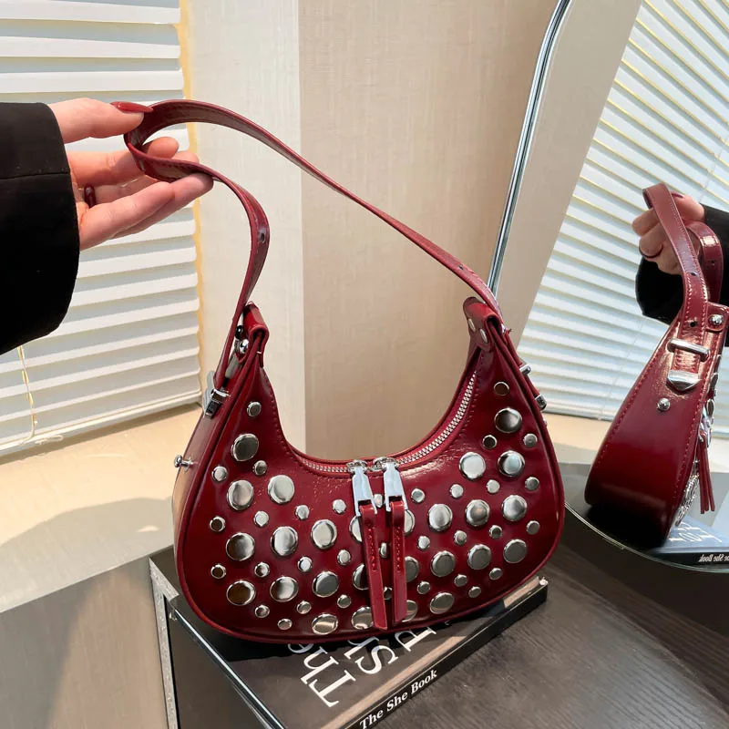 

Luxury Design Shoulder Bags for Women Half Moon Hobo Bag Lady Fashion Brand Underarm Bags PU Leather Clutch Handbag Purse