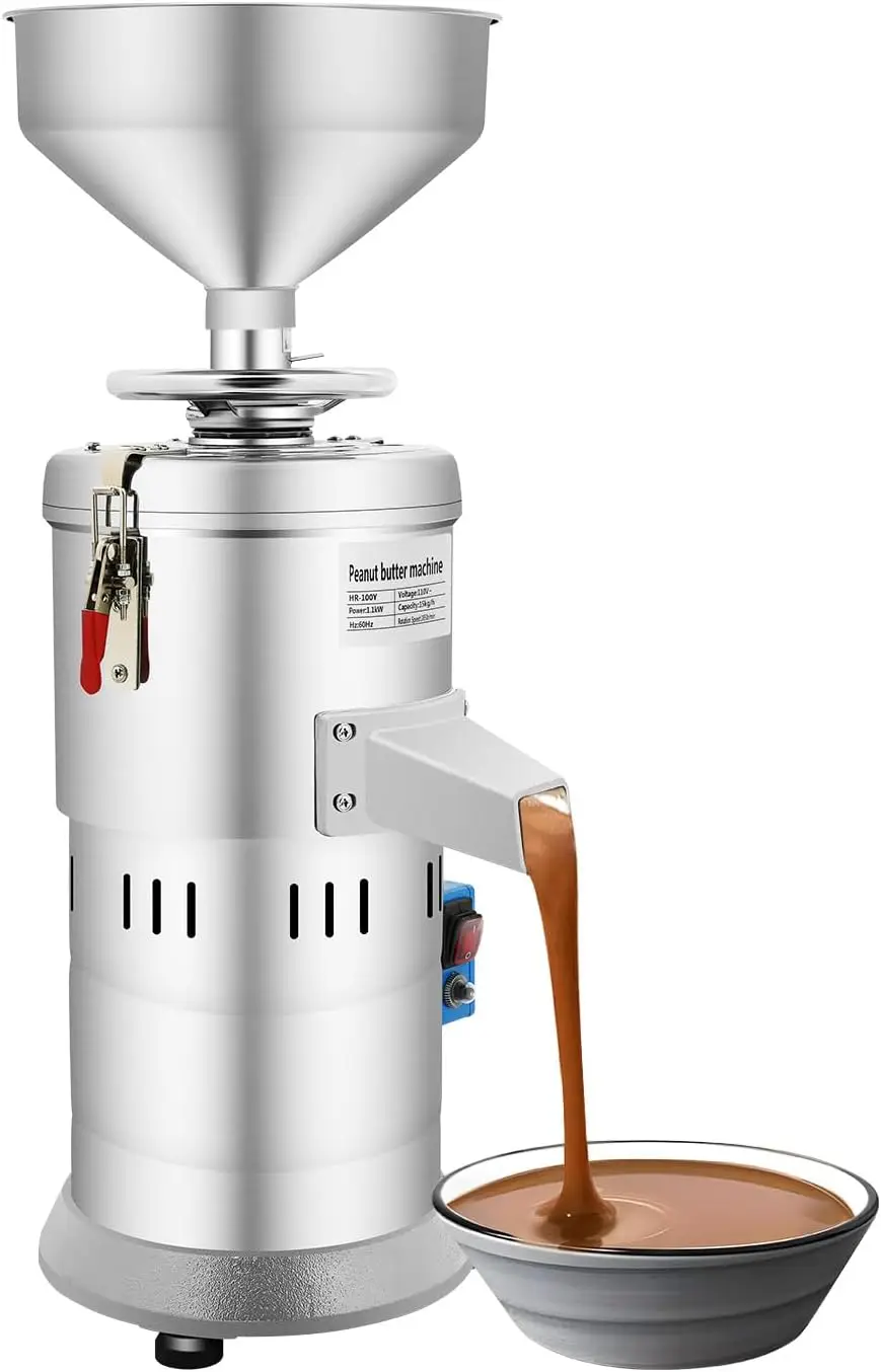 

Peanut Butter Maker Machine, Sesame Sauce Grinder 110V 1100W Low Noise Household/Commercial Mill, High-Speed Grinding for Dry In