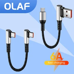 25CM 50CM Elbow USB Type C Short Cable Fast Charging 6A 90 Degree USB C To USB C Cable For iphone 15 Android Type-C Data Wire