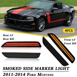 Front Amber Rear Red LED Side Marker Light Bumper Marker Parking Lamps Reflectors For Ford Mustang 2010 2011 2012 2013 2014