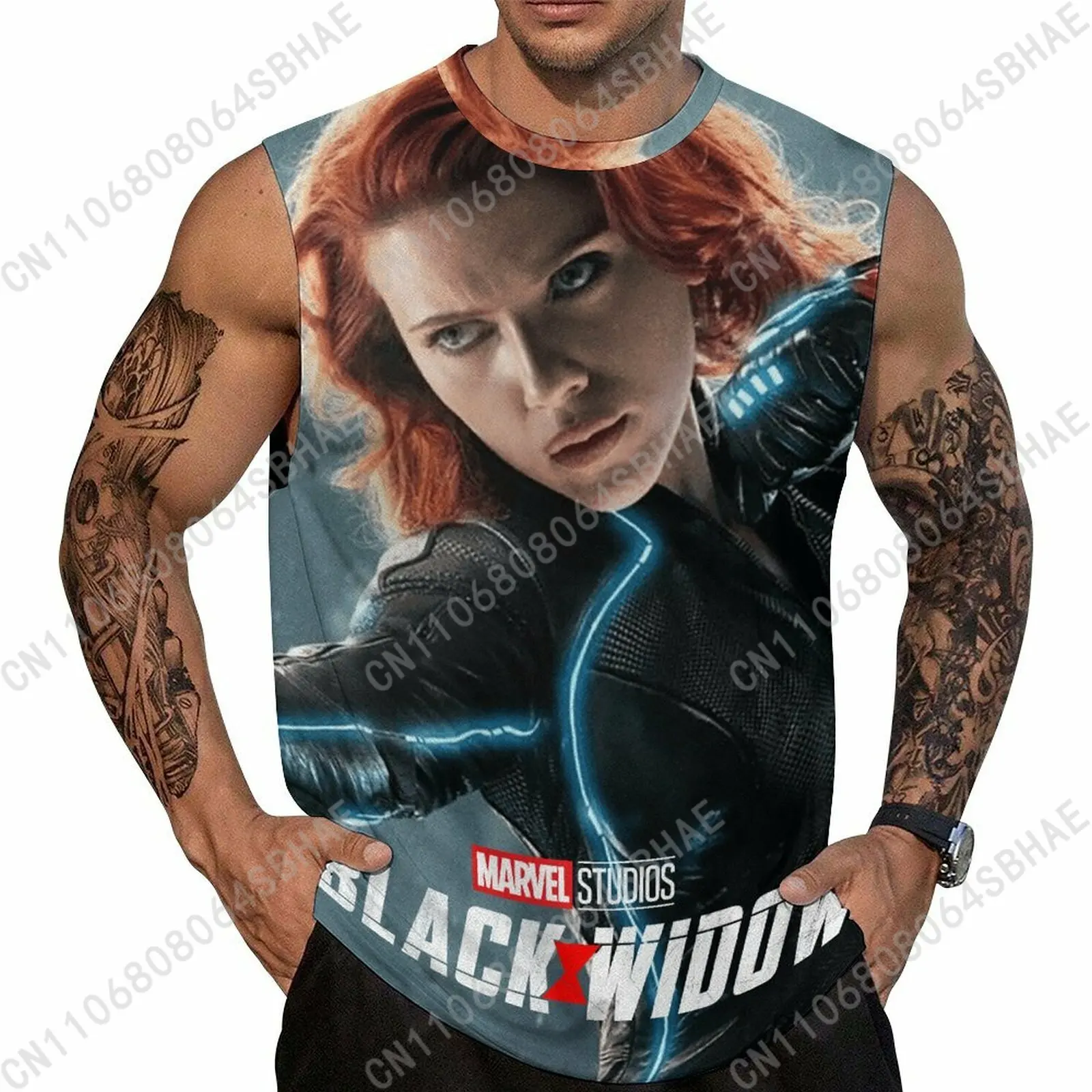 

Marvel Black Widow Custom Men's Sleeveless Shirt Personalized Tank Top Wear Summer Vest Tops Men Daily Use Cosplay