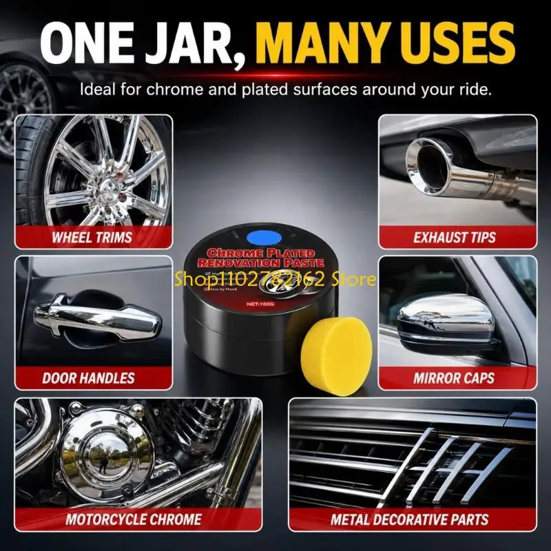547B Wheel Paste with Sponge Detailing Paste for Manual Polish & Garage Upkeep