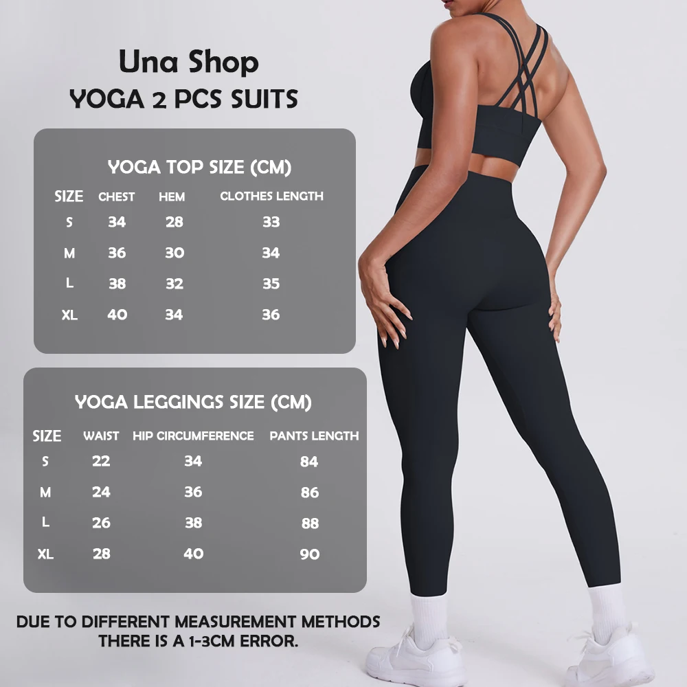

Una-Shop 2 Pcs Yoga Suits for Women Gym Quick Dry Crossed Back Sport Bra Set for Fitness Push Up Tights Workout Pants Sportswear