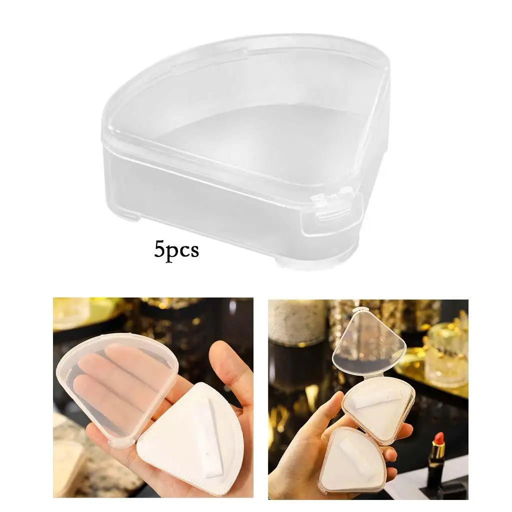 Portable Triangle Puff Box Case Powder Puff Container Anti Pollution 5Pcs/Pack