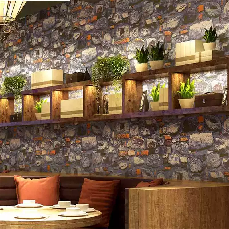 ورق حائط منقوش على شكل ثقافة حجرية عتيقة من الطوب القديم لتزيين المتجر والمطاعم وخلفيات غير ذاتية اللصق #3