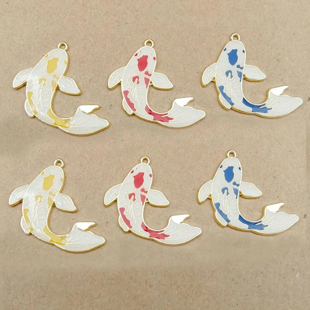

10Pcs Carp Pendant Alloy DIY Jewelry Supplies Colored Carp Shape Pendant Popular for Earrings Necklace Bracelets Creative Gift